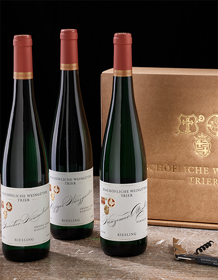 RIESLING fruchtig 3er Geschenkkarton natur inkl. Kellnermesser 